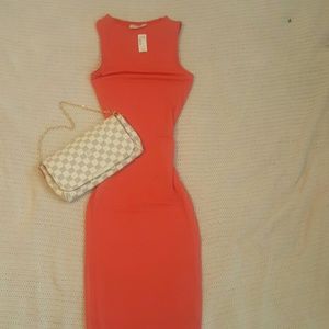 Vibrant orange bodycon dress